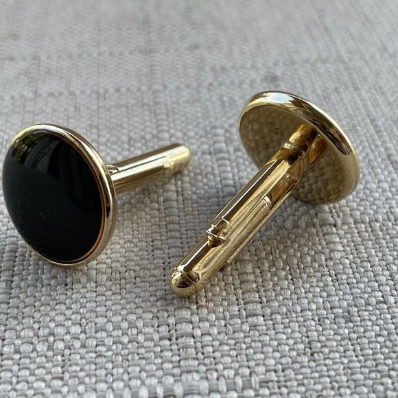 Men Shirt Cufflinks Gold/Black Tone Fashion Men Jewelry Cuff Links - Picture 9 of 10